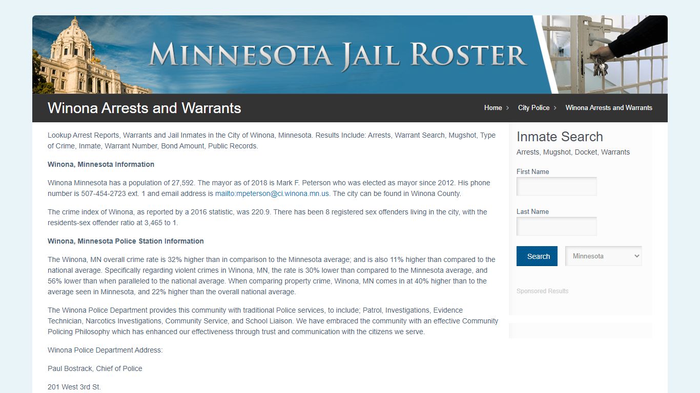 Winona Arrests and Warrants | Jail Roster Search